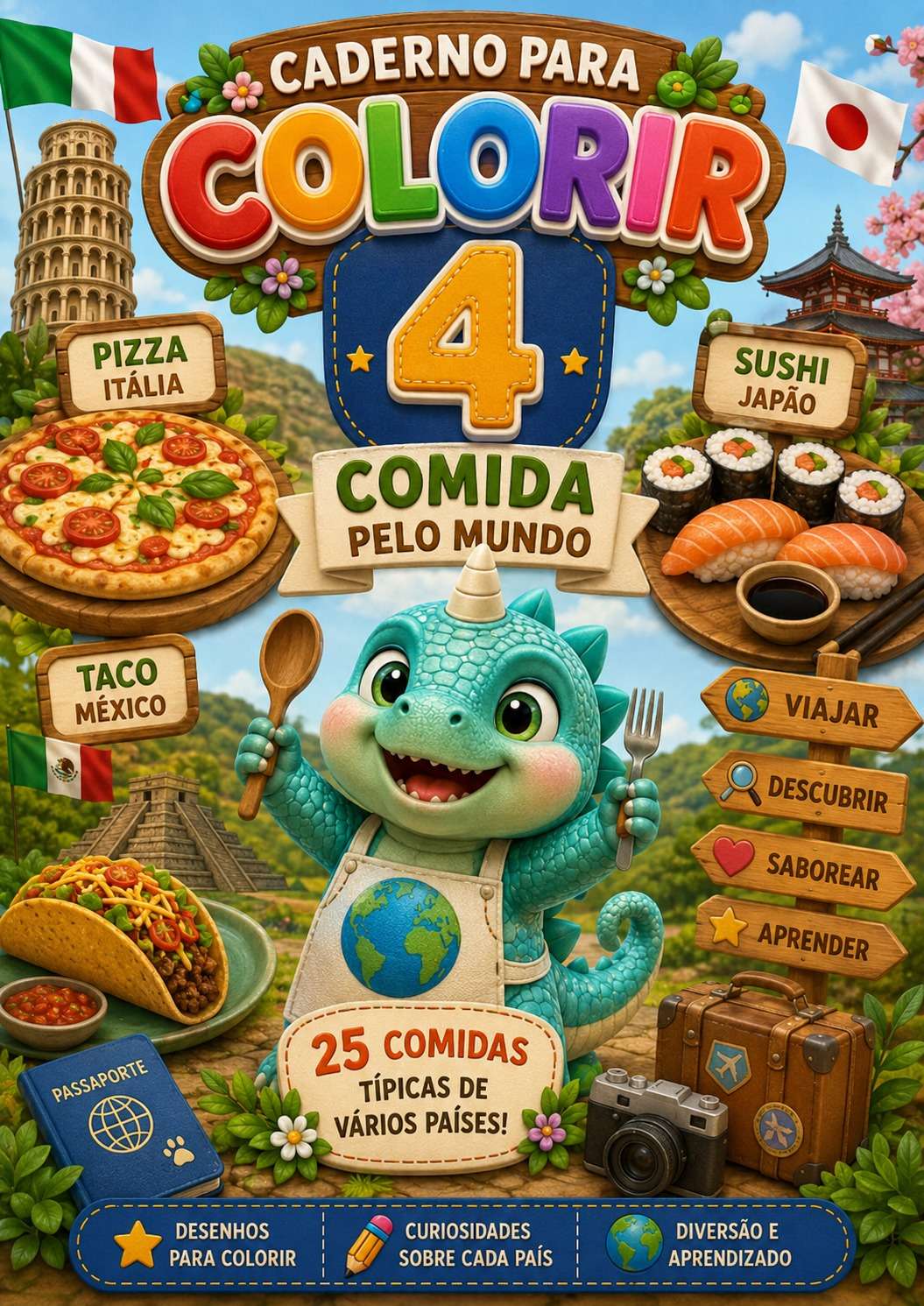 Livro para colorir - Comida pelo Mundo